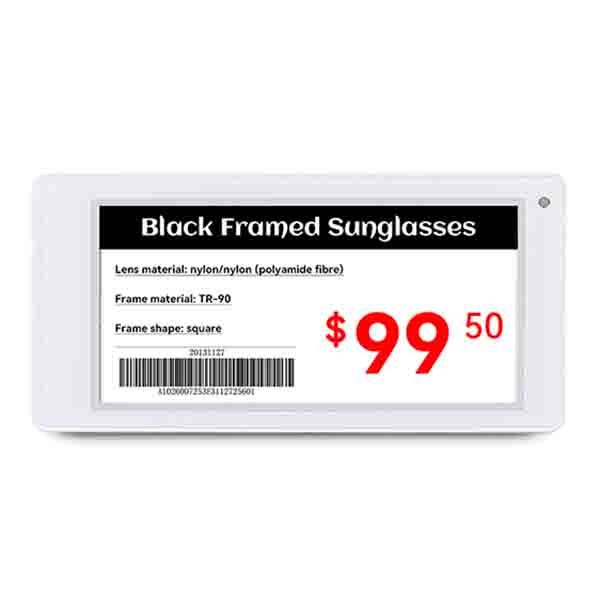 Étiquette électronique pour étagères White Shell de 3,5 pouces