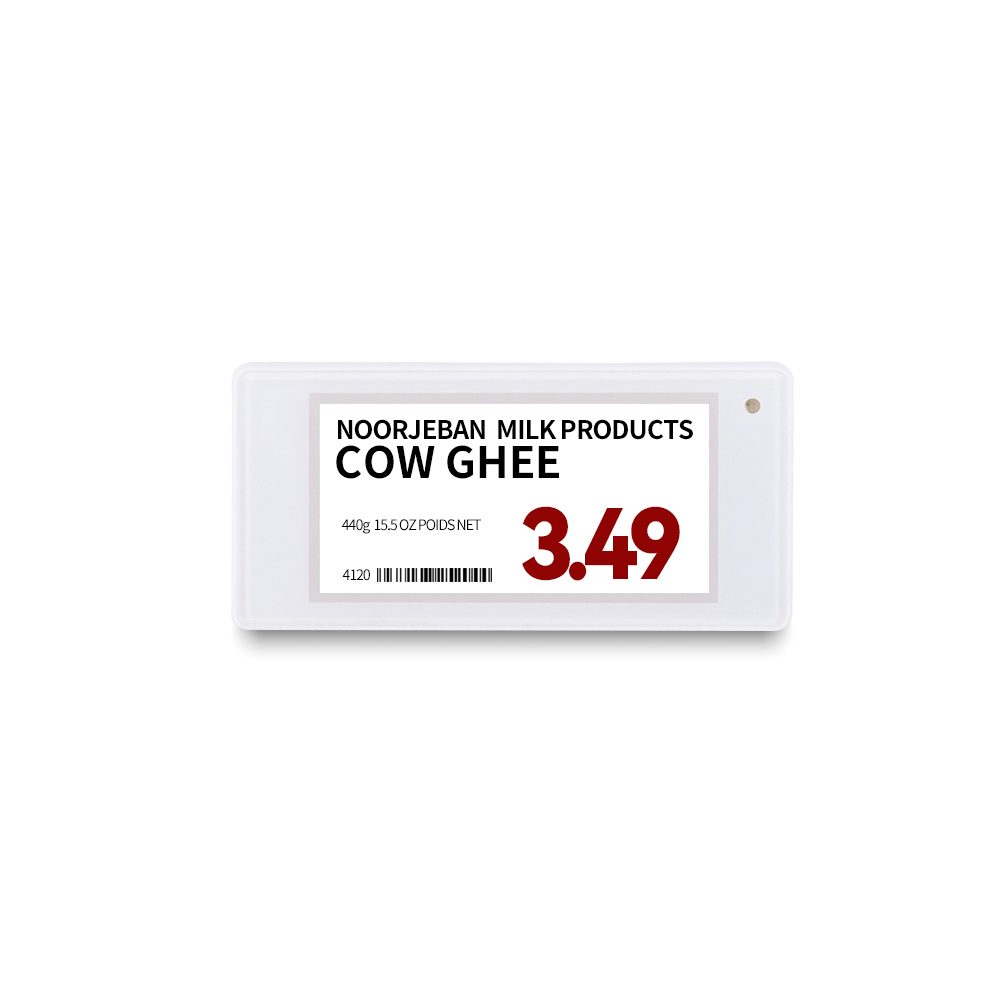 Étiquette électronique pour étagères White Shell de 2,13 pouces