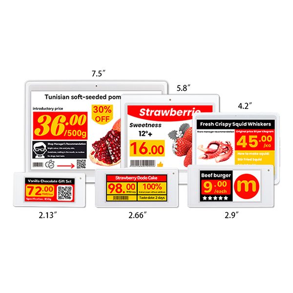 Affichage d'étiquettes de vente au détail électronique 4 couleurs de 2,13 pouces Couleur Noir Blanc Rouge Jaune