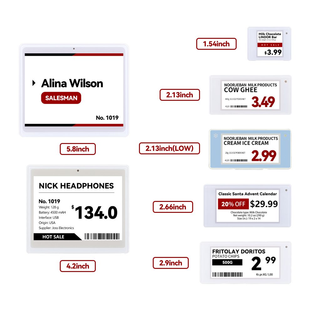 Kits de démonstration d'étiquettes électroniques pour étagères 10 pièces