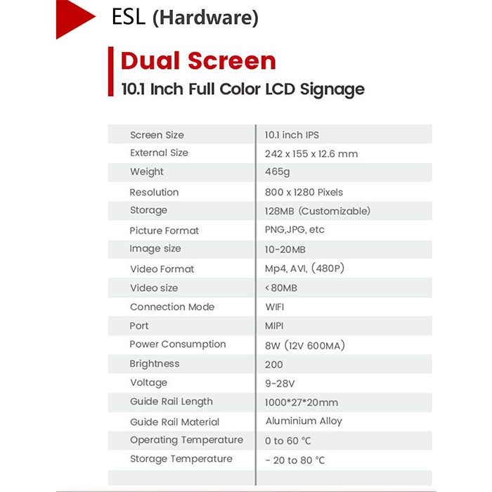 Écran unique 10,1 pouces Affichage LCD couleur