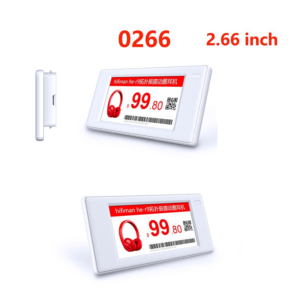 Affichage électronique d'étiquettes d'étagères 3 couleurs de 2,66 pouces Couleur Noir Blanc Rouge